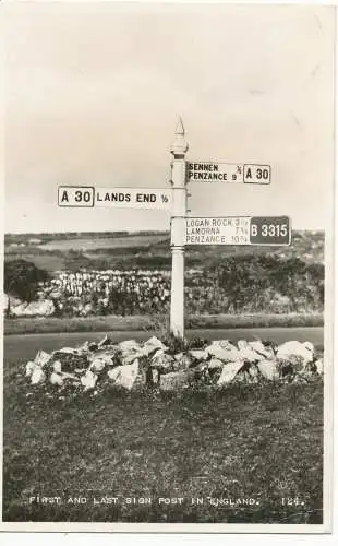 PC16710 Erstes und letztes Schild in England. Nr. 124. RP. 1955