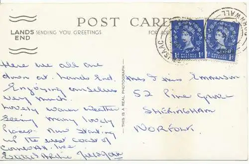 PC16710 Erstes und letztes Schild in England. Nr. 124. RP. 1955