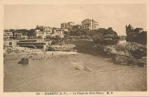 PC18783 Biarritz. Der Strand von Port Vieux. Marcel Delboy. Nr. 941