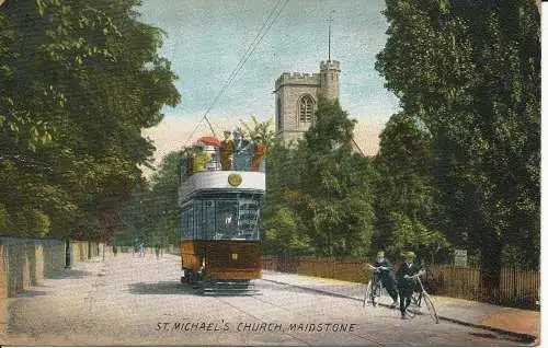 PC20541 St. Michaels Kirche. Maidstone. Straßenbahn. Hartmann. 1906