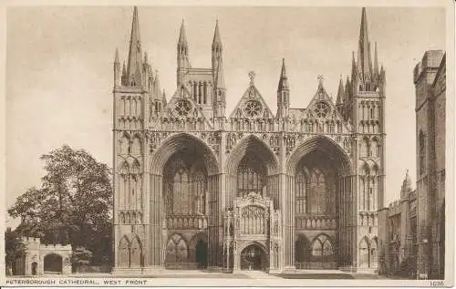 PC20164 Peterborough Cathedral. Westfront. Photochrom. Nr. 1036. 1949