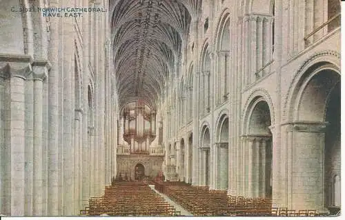 PC20877 Kathedrale von Norwich. Schiff. Osten. Photochrom. Celesque. Nr. C.31027. 1924