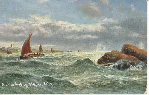 PC21088 Fischerboote vor St. Agnes. Scilly. Hildesheimer. Nr. 5377. 1911