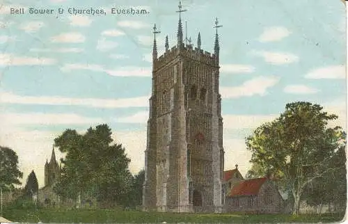 PC21098 Glockenturm und Kirchen. Evesham. 1905