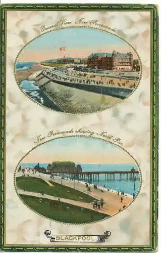 PC17920 Allgemeine Ansicht neue Promenade und North Pier. Blackpool. Tuck 1009. 1913