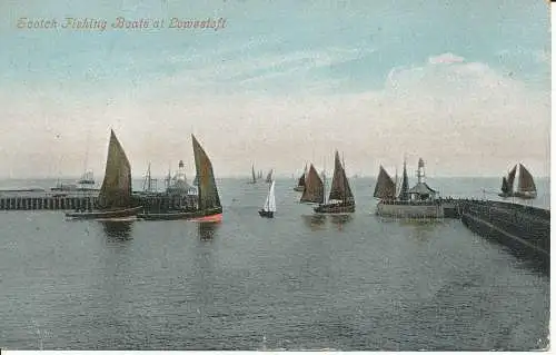 PC21187 Scotch Fischerboote bei Lowestoft. Valentinstag. 1906