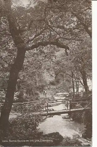 PC21167 Rustikale Brücke auf der Lyn. Lynmouth. Lachs. Sepio. 1925