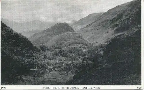 PC20898 Burgfelsen. Ausgeliehen. In der Nähe von Keswick. Chadwick. 1956