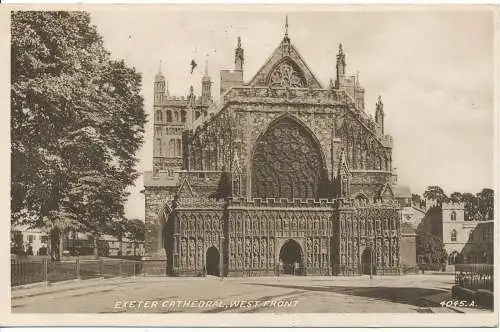 PC17708 Kathedrale von Exeter. Westfront. Valentinstag. 1950