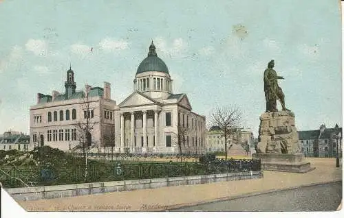 PC20995 Bibliothek S. Kirche und Wallace-Statue. Aberdeen. Hartmann