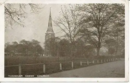 PC20416 Turnham Green Church. Sepia Gloss. 1925