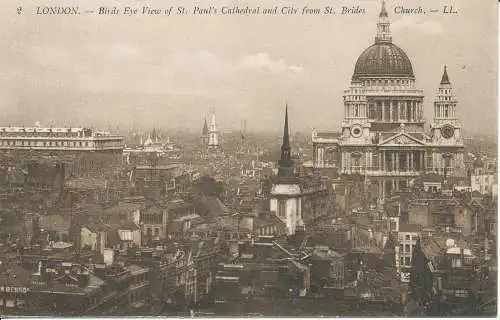 PC21318 London. Vogelperspektive auf die Kathedrale und die Stadt St. Pauls von St. Flansche C