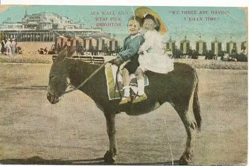 PC17501 Meeresmauer und Westpier. Brighton. 1914