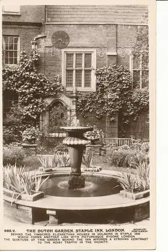 PC22261 Der niederländische Garten. Staple Inn. London. Beagles. Nr. 669.V. RP