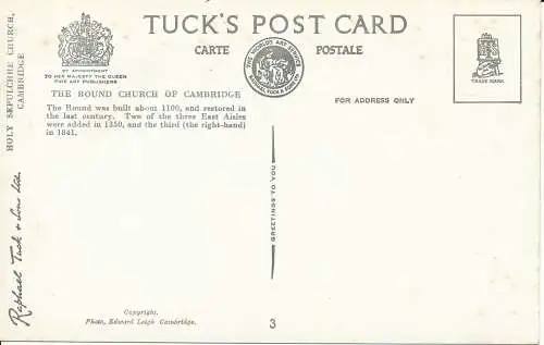 PC22132 Die runde Kirche von Cambridge. Tuck. Nr. 3