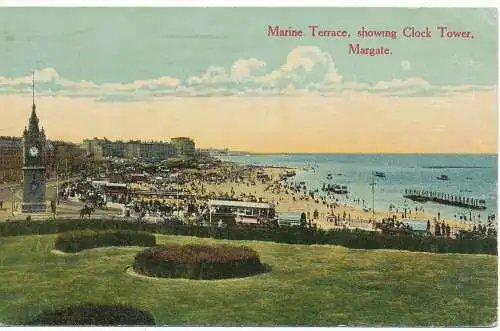 PC17308 Marineterrasse. Uhrturm zeigt. Margate. Nationale Serie. 1923