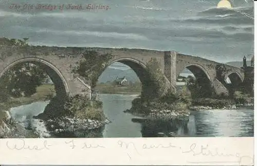 PC21995 Die alte Brücke von Forth. Stirling. Nachts. Valentinstag. Mondlicht. Nr. 18