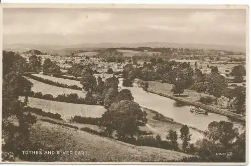 PC17175 Totnes und River Dart. Valentines Sepiatype Serie. 1932