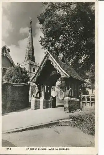 PC22145 Harrow Church und Lychgate. A.V. Fry. Keine Hardware. 4. RP. 1957