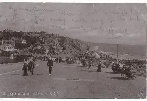 PC17393 Bournemouth. Pier und Klippen. Tuck and Sons. Silverette Serie 1598. 190