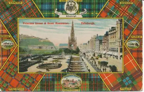 PC19837 Princess Street und Scott Monument. Edinburgh. Milton. Glasette. Nr. 3570