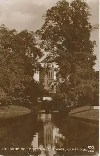 PC19290 St. Johns College Chapel Tower. Cambridge. Schwerdtfeger. Nr. 01532