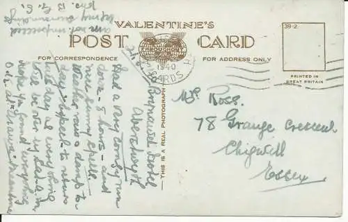 PC22533 Tal Y Llyn Pass. Valentinstag. Nr. 209562. RP. 1940