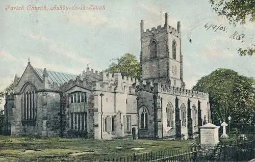 PC48121 Pfarrkirche. Ashby de la Zouch. Valentinstag. 1905