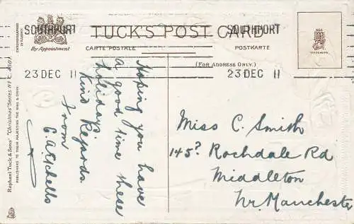 PC65182 Weihnachtsgrüße. Ein Gedicht. Tuck. Nr. 4501. 1911