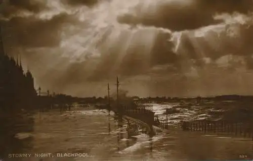 PC65298 Stormy Night. Blackpool. 1911