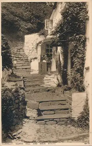 PC65502 Clovelly. North Hill und hintere Treppe. Photochrom. Nr. 69118