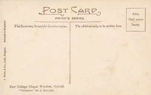 PC65552 New College Chapel Fenster. Oxford. Vorsicht. Sir J. Reynolds. Frith