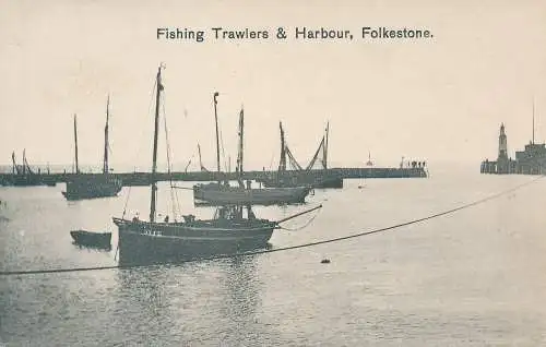 PC66004 Fischtrawler und Hafen. Folkestone