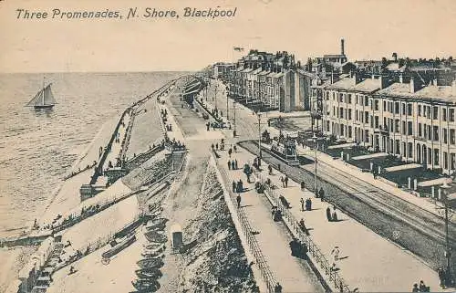 PC63587 Drei Spaziergänge. N. Shore. Blackpool. Fortschritt. 1913