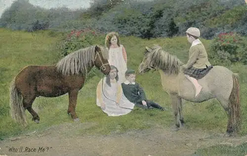 PC63424 Wer wird mich fahren. Ponys und Kinder. J.W.B. Kommerziell. 1911