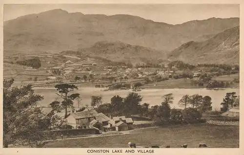 PC63580 Coniston Lake and Village. Abraham. 1938