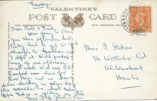 PC66527 Bossiney Bay. Valentinstag. RP. 1949