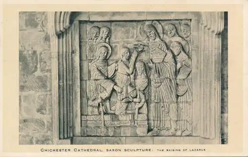 PC64474 Chichester-Kathedrale. Sächsische Skulptur. Die Erziehung des Lazarus. Tuck. 194