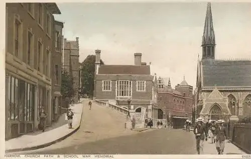 PC66794 Harrow. Kirchenweg und Schulkriegsdenkmal. Photochrom