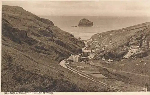 PC63725 Gull Rock und Trebarwith Valley. Tintagel. Ronald Youlton