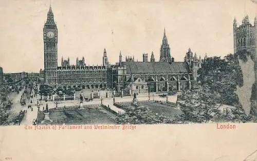 PC63950 Die Houses of Parliament und die Westminster Bridge. London. Stengel. 1905