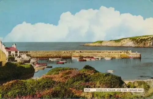 PC67197 Penrhyn Mawr und Pier. Cemaes Bay. Harvey Barton