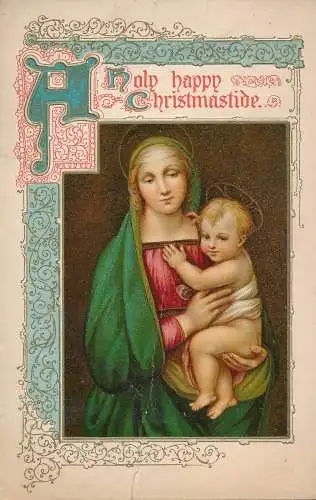 PC66717 Grußkarte. Eine heilige frohe Weihnachtszeit. Ernest Nister. Nr. 1210