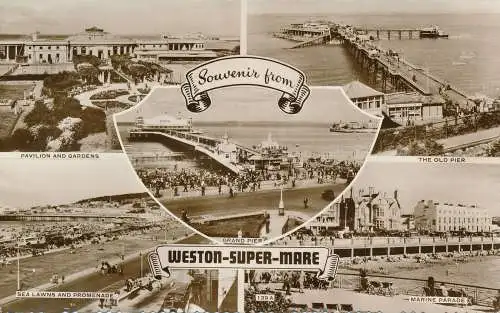 PC67113 Souvenir von Weston Super Mare. Multi-View. RP. 1958