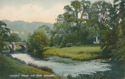 PC63959 Cromford Church und River Derwent. C. Colldge. 1919