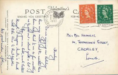 PC67296 Happy Valley und Llandudno Bay. Valentinstag. Silber. Nr. 215355. 1955