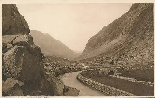 PC67267 Llanberis Pass. Pont Y Cromlech. Photochrom