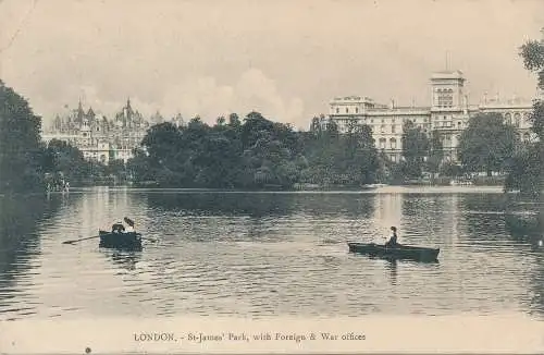 PC67786 London. St. James Park mit Außen- und Kriegsbüros. 1914