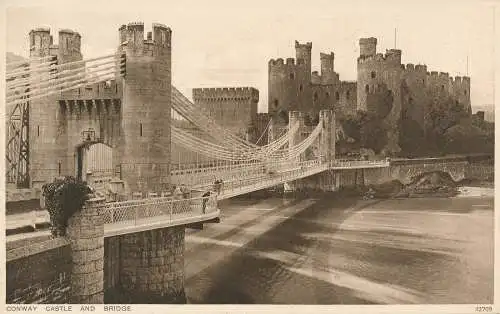 PC67268 Conway Castle und Brücke. Photochrom. Nr. 42709