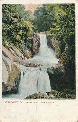 PC68166 Aberystwith. Upper Falls. Teufelsbrücke. Pfau. Autochrom. 1907